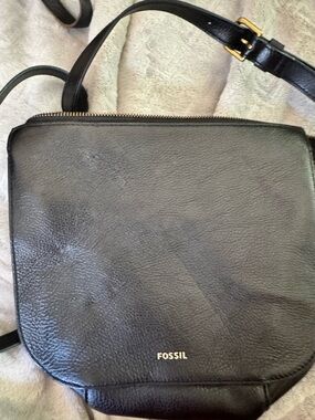 Fossil Black Leather Crossbody Bag